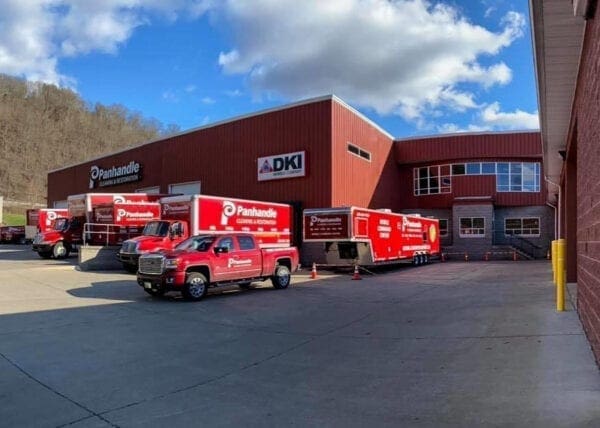 A fleet of red trucks.