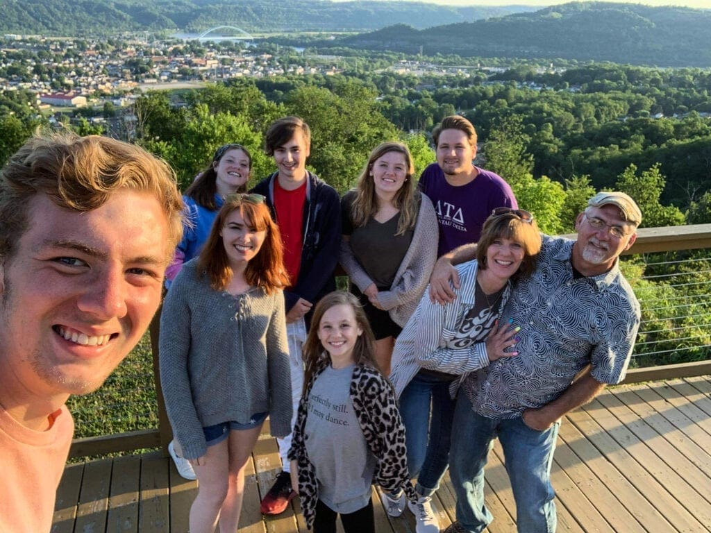 A family and friends at an overlook.