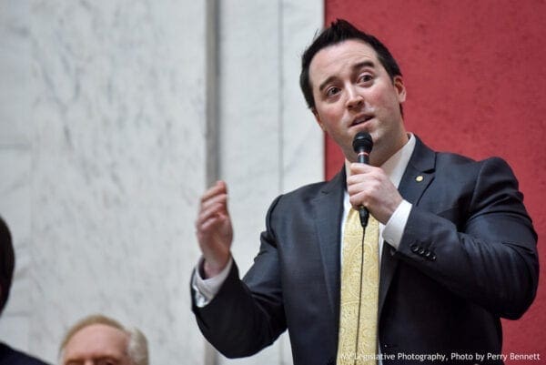 A lawmaker making a floor speech.