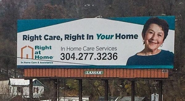 A billboard for a care company.