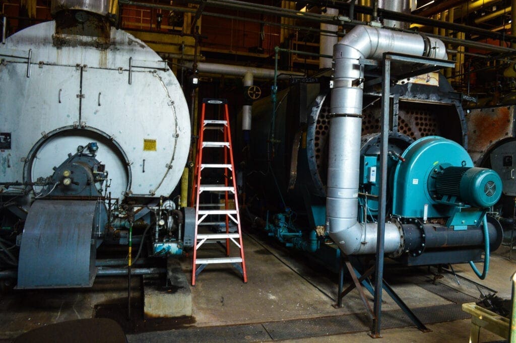 A photo of two boilers.