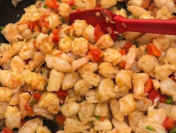 Chopped shrimp.