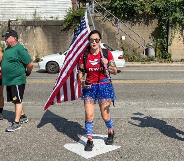 A lady wearing a tu-tu.