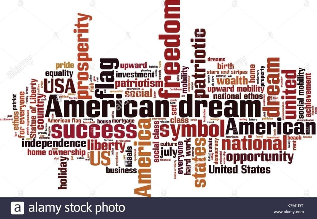 A collage of ways to get the American Dream.