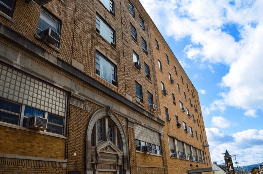 A large building on a hospital campus.