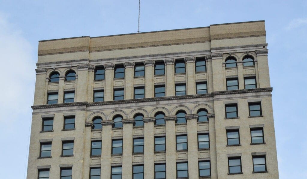 The top of a tall building.