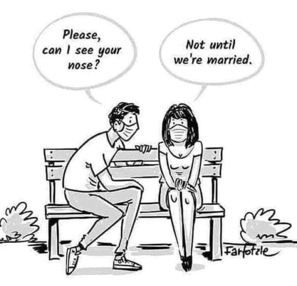 A cartoon of a man and women,