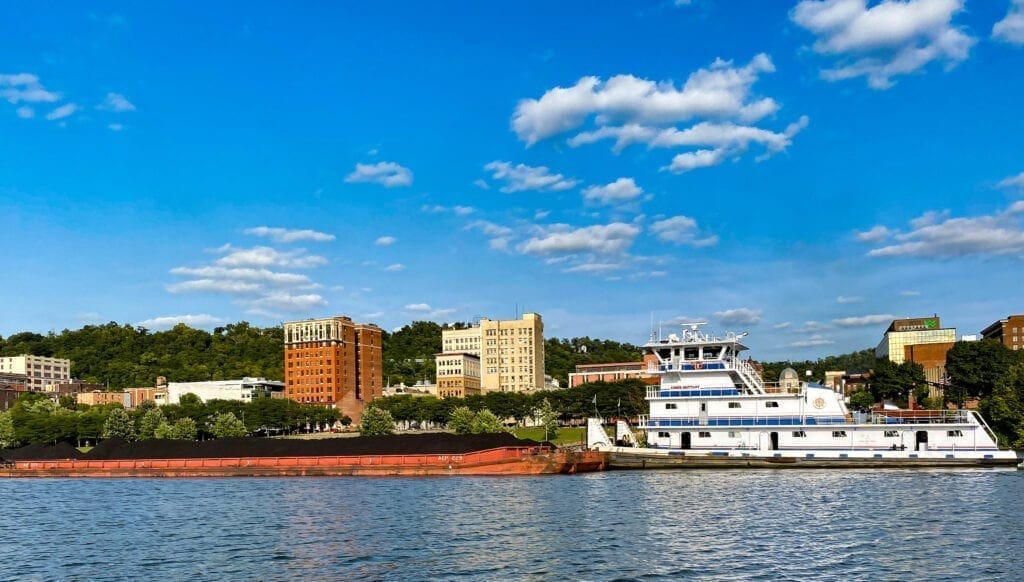 Image for decriminalization of marijuana story. A view of city along a river.