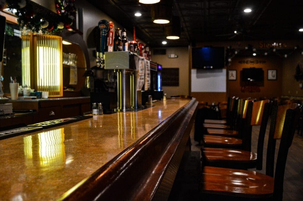 A bar inside a restaurant.