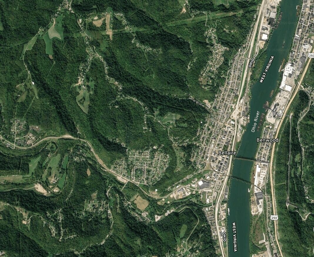 A Google Earth map pf a valley area.