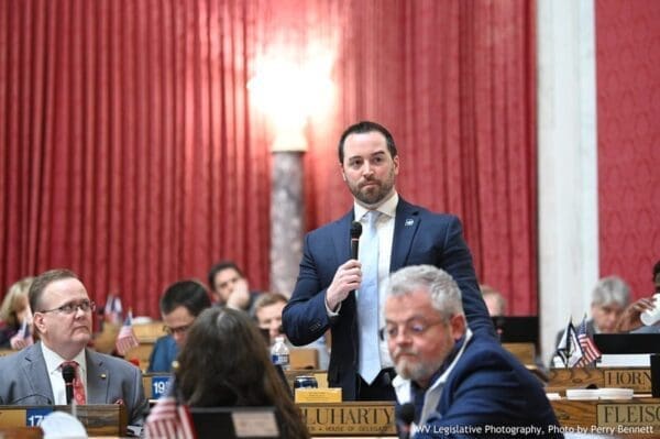 A lawmaker making a floor speech.