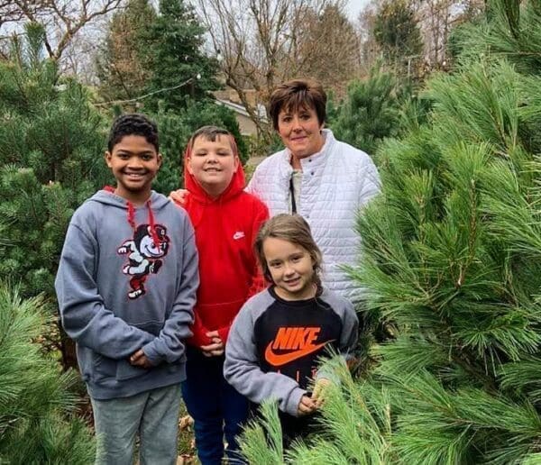 A grandmother with her grandchildren.