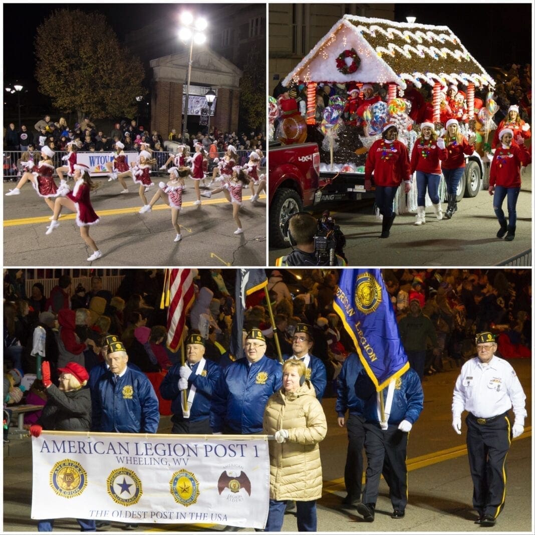 A collage of a Christmas parade.