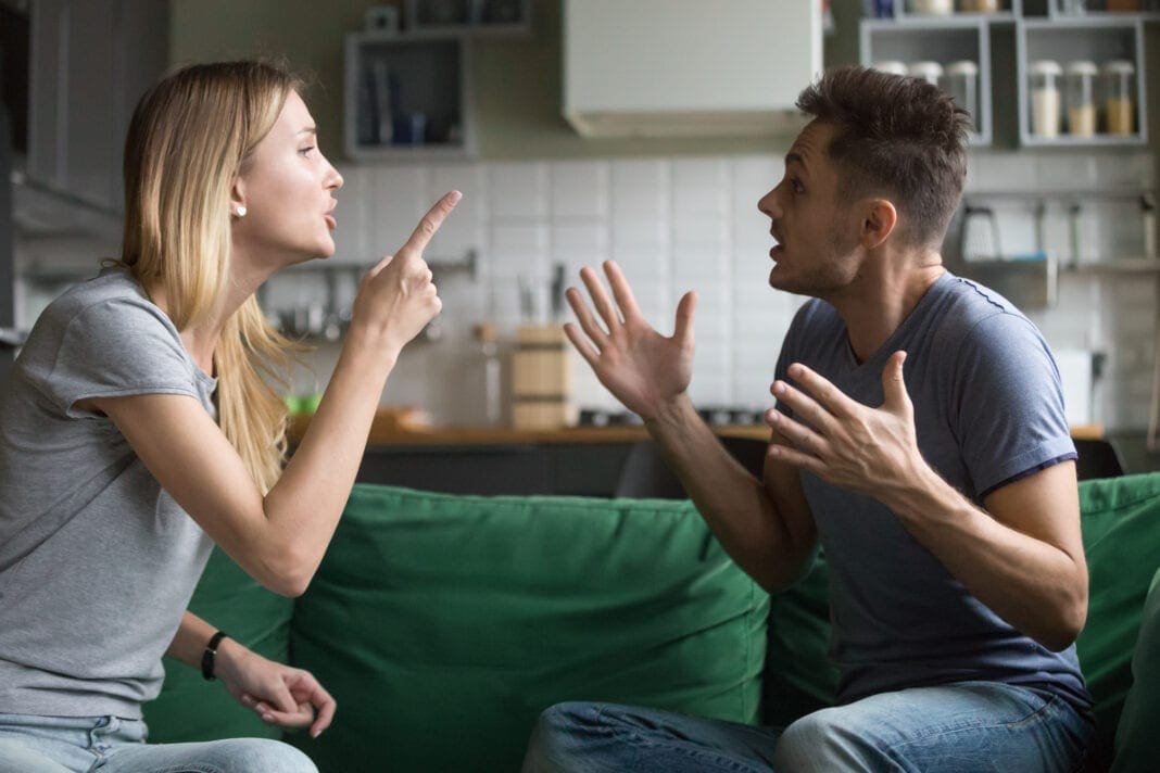 A man and a woman arguing.