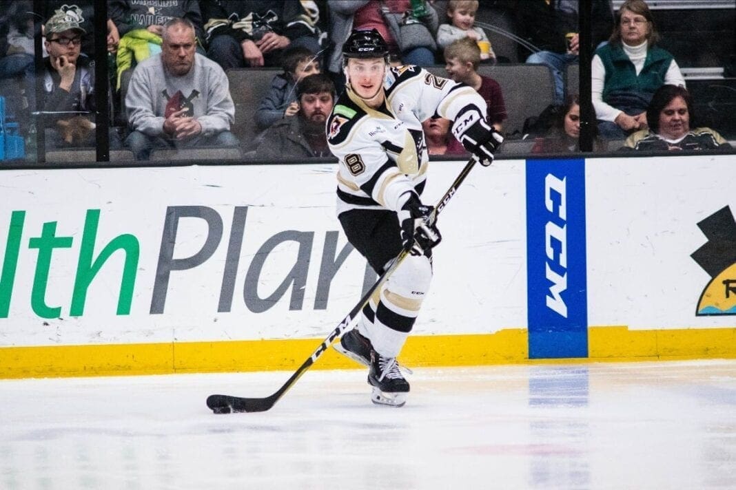 A hockey player on the ice.