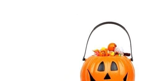 There is a plastic pumpkin.