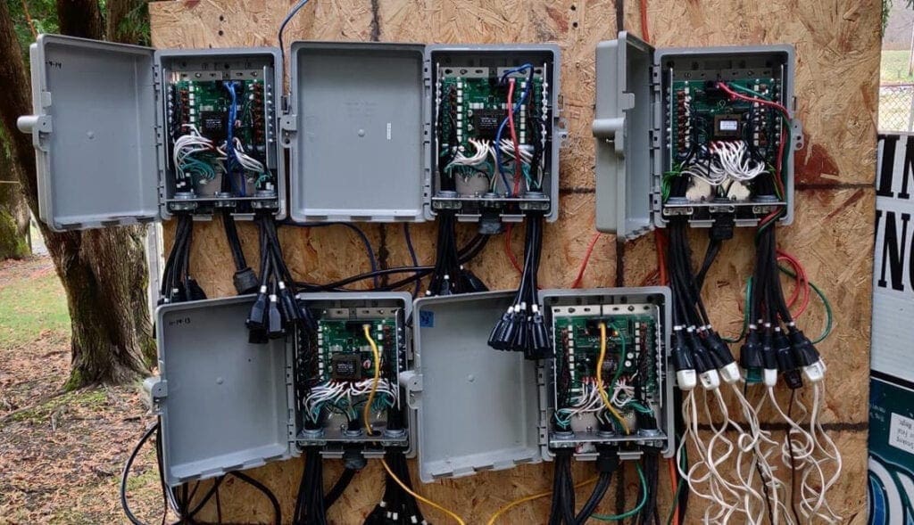 A photo of electrical boards.