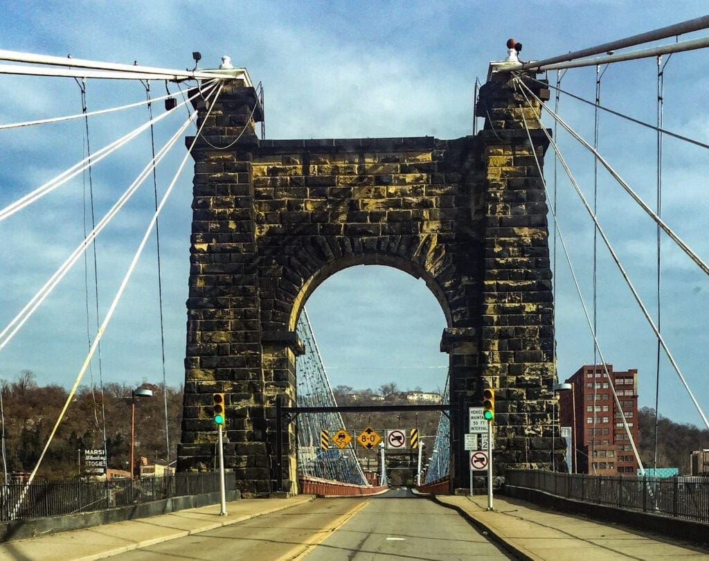 The entrance to a bridge.