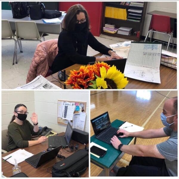 A collage of teachers teaching.