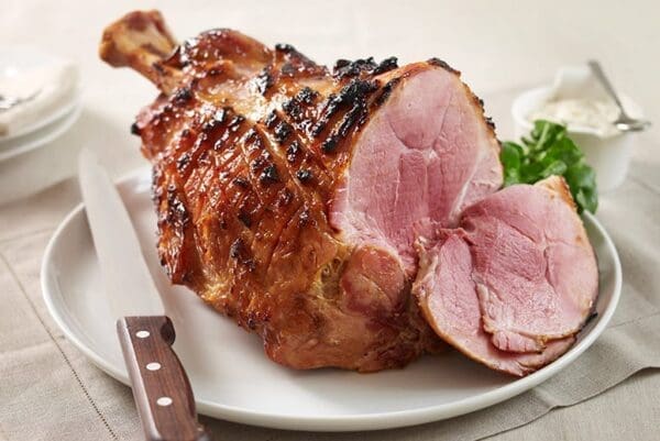 A bone-in ham.