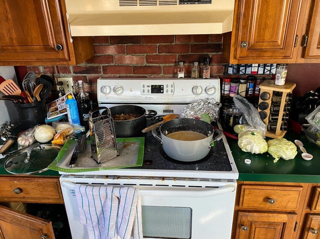 A oven in a kitchen.