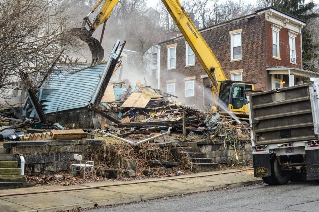 A house being raised.