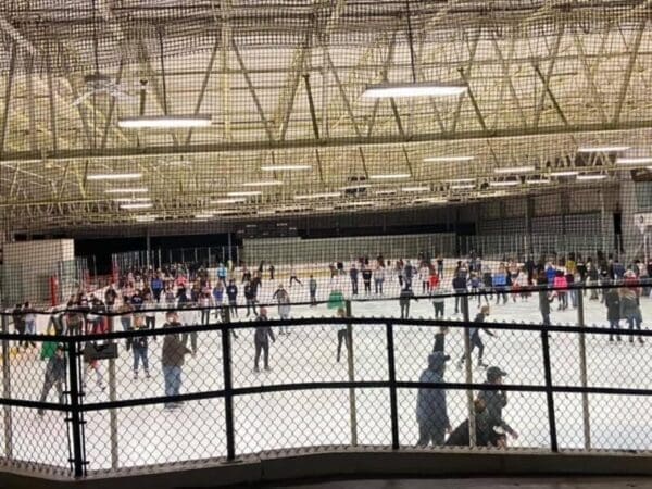 A crowded ice rink.