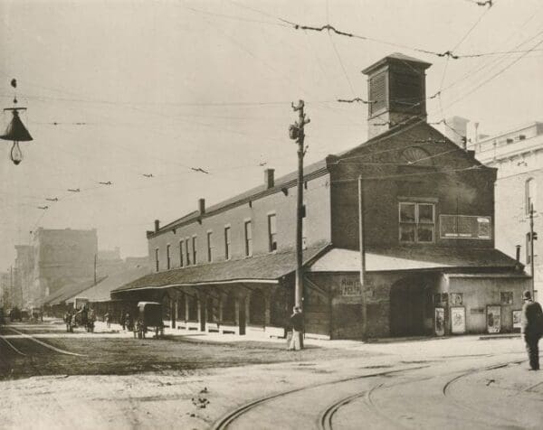 A historical photo of a market house.