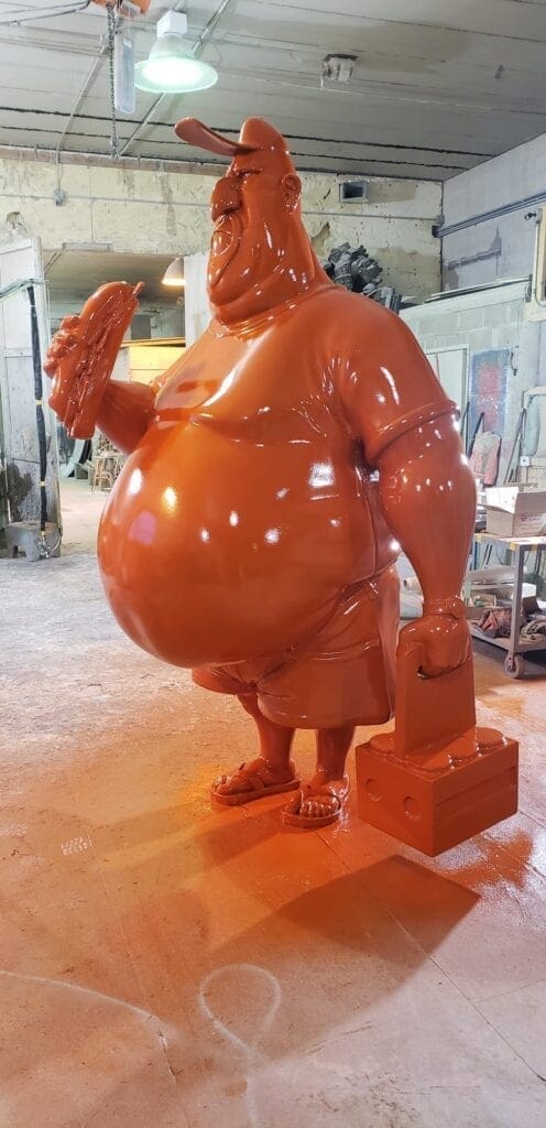 A statute is in the stages of being finished that will serve as the store's mascot.