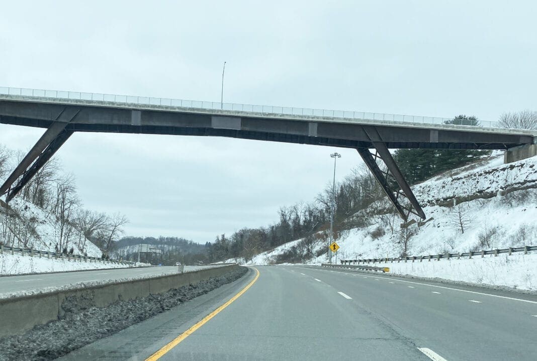 A bridge spanning an interstate.