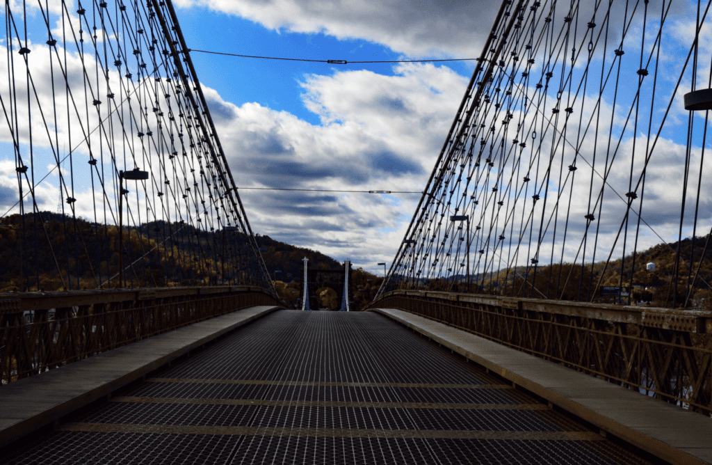 The underbelly of a bridge.