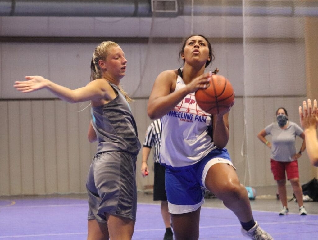 Wheeling Park's Bella Abernathy goes up for a shot