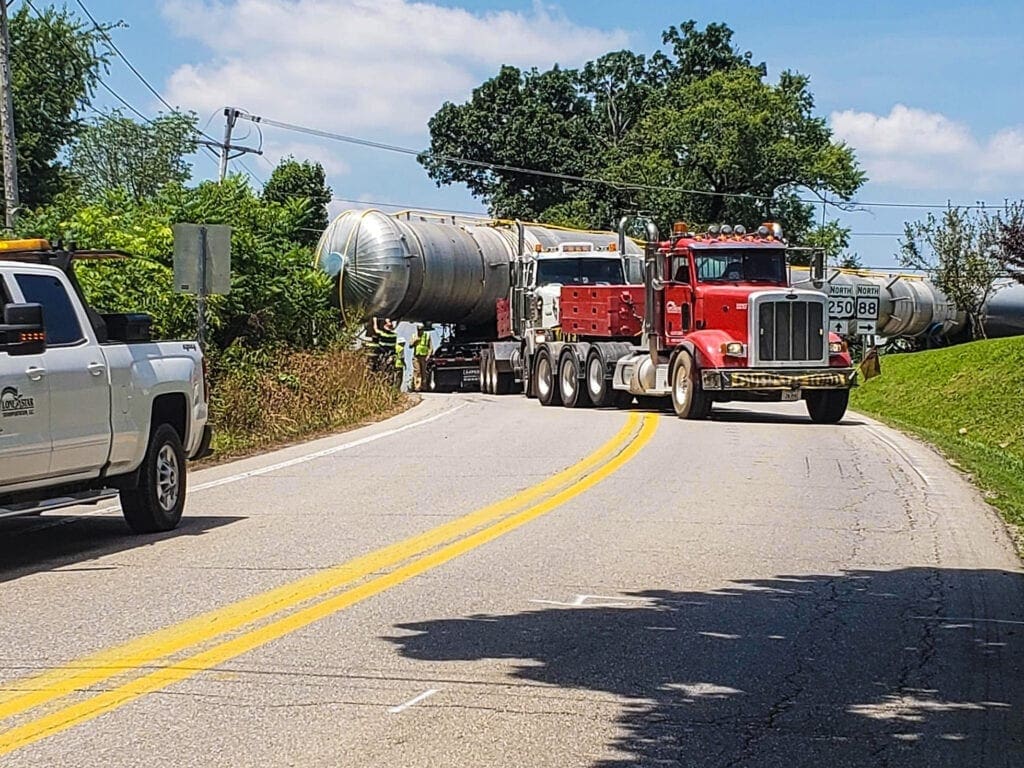 A large payload on a tractor trailer.