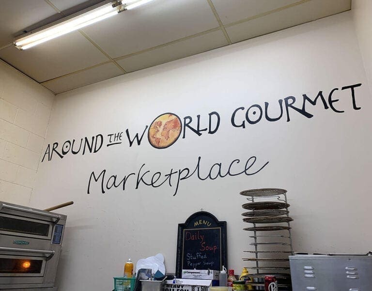 The inside of Around the World Gourmet is pictured