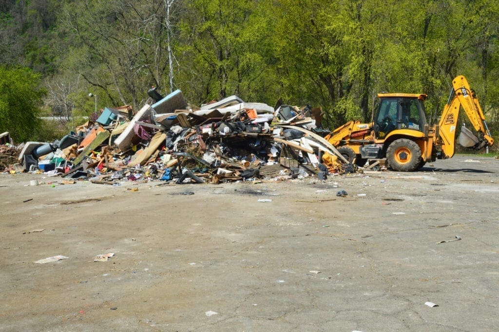 A pile of debris. on Wheeling Island