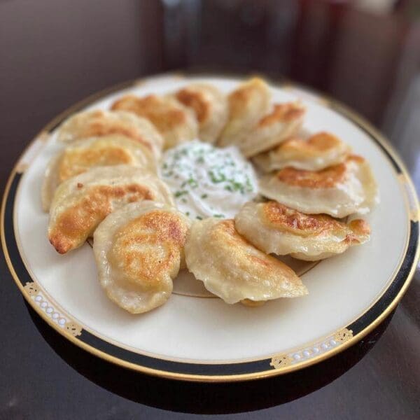 a plate of pierogis