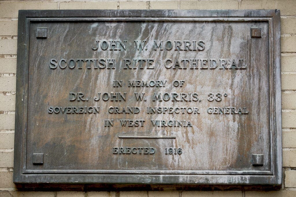 A plaque on a building.