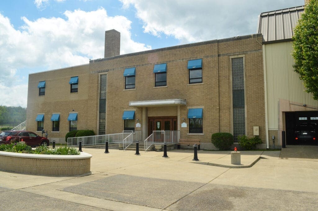 The front facade of a building.