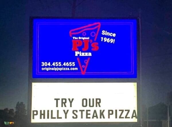 The new Original PJ's Pizza Sign.