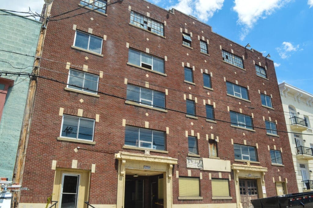 A large, brick building.