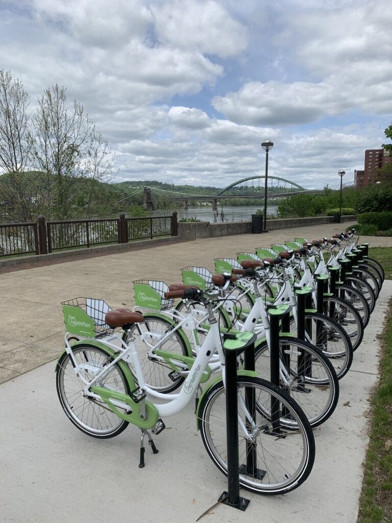 A number of bikes.