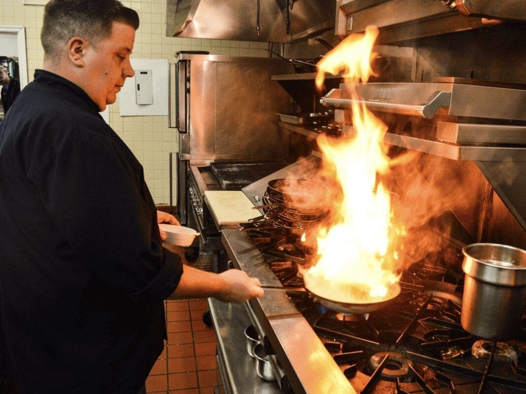 Chef Justin Droginske of Oglebay cooking.