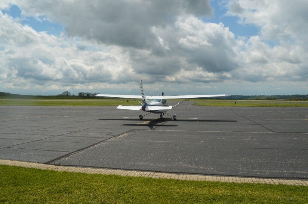 A small plane at an airport.