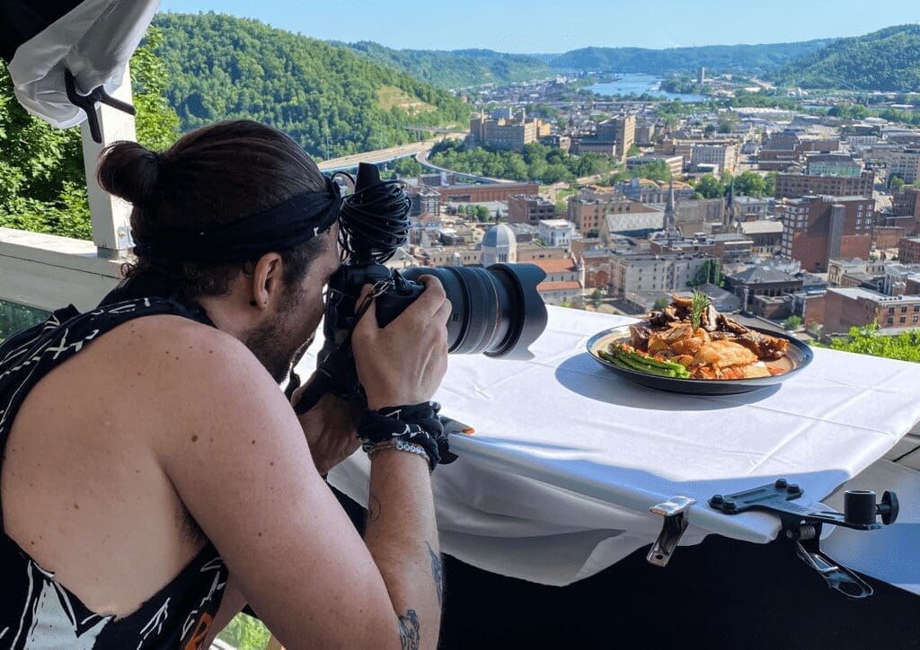 A man shooting a photo.