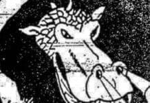 A sketch of a dragon.