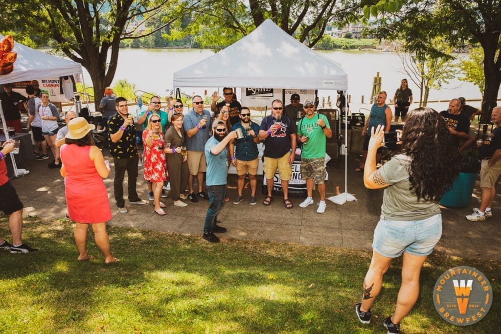 A group of people toasting.