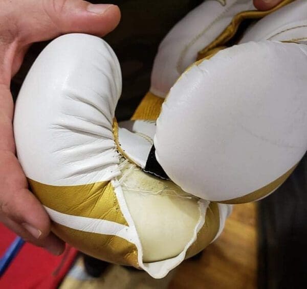 A torn boxing glove.