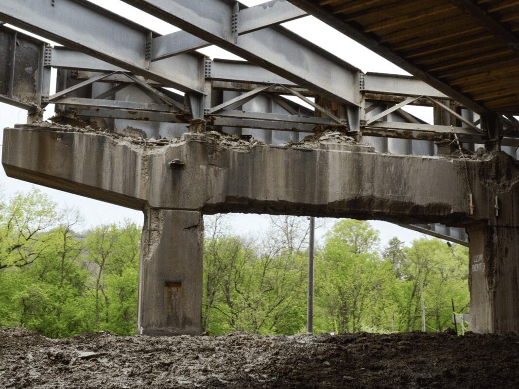 A eroded bridge pier.