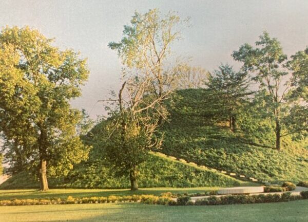 A burial mound in the summer.