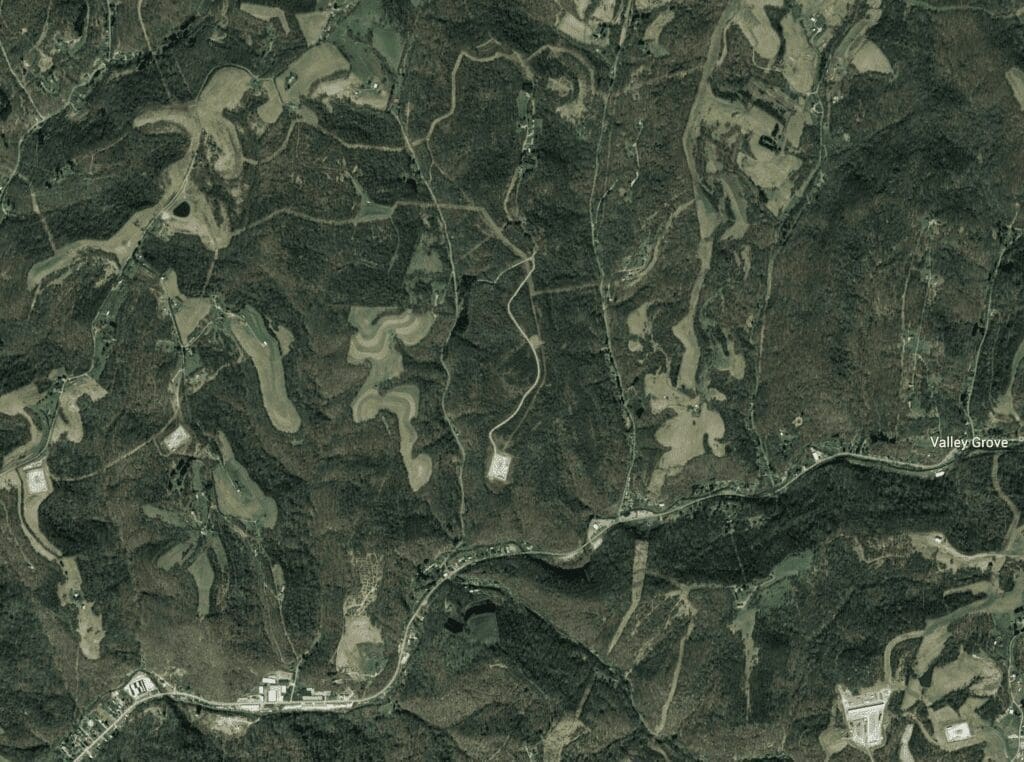 A Google Earth image of land in Ohio County.